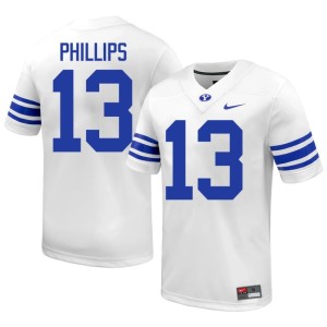 Jojo Phillips White Men #13 Official BYU Cougars College Football Jersey 724977-973