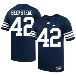 Micah Beckstead College Football Navy Official Mens #42 The Y Jerseys 651028-396