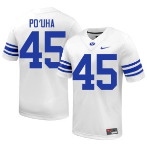 Viliami Po'uha #45 Game Mens College Football White BYU Cougs Jersey 603079-589