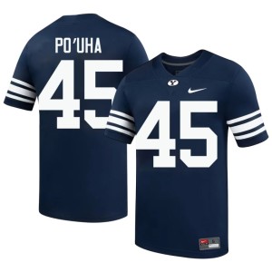 Viliami Po'uha #45 College Football Men Navy Player Brigham Young University Jerseys 684786-492