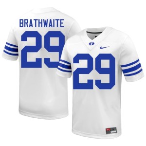 Justice Brathwaite #29 Player College Football White Brigham Young University Mens Jersey 317242-892