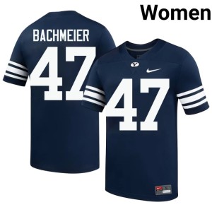 Bear Bachmeier Brigham Young University Cougars #47 College Football Official Navy Women's Jerseys 291242-139