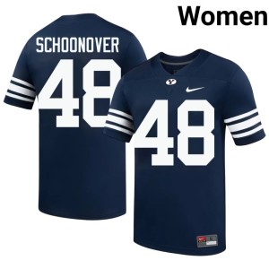 Bodie Schoonover High School College Football #48 Cougar Nation Women's Navy Jersey 109453-134