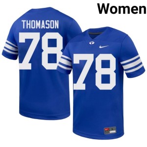 Ethan Thomason Stitched #78 College Football BYU Royal Womens Jerseys 770616-318