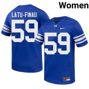Siosiua Latu-Finau Womens Brigham Young University Cougars Royal College Football #59 Embroidery Jersey 872373-824