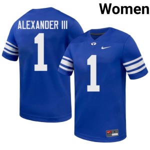 Therrian Alexander III Women's #1 Royal Brigham Young Cougars College Football NCAA Jersey 149369-577