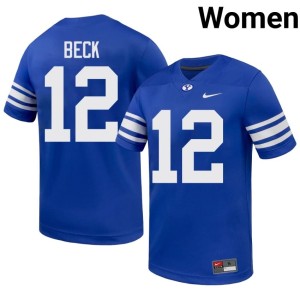 John Beck College Football BYU Cougs Womens Replica Royal #12 Jerseys 863475-531