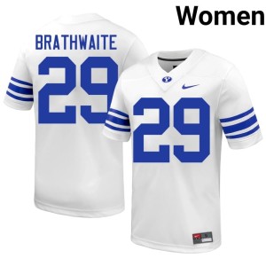Justice Brathwaite Embroidery College Football Women The Y #29 White Jersey 139101-876