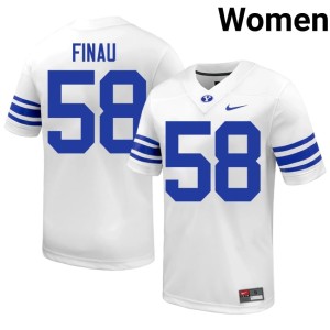 Paki Finau Replica Brigham Young University Cougars Womens White College Football #58 Jersey 481651-804