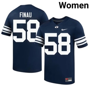 Paki Finau #58 University Womens College Football Brigham Young University Navy Jerseys 428134-376