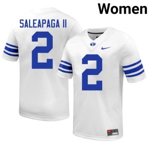 Roger Saleapaga II Replica College Football BYU Cougs #2 White Women's Jersey 371365-376