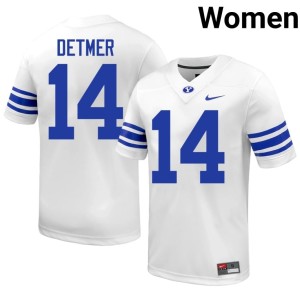 Ty Detmer Women High School White Cougars #14 College Football Jersey 905152-135