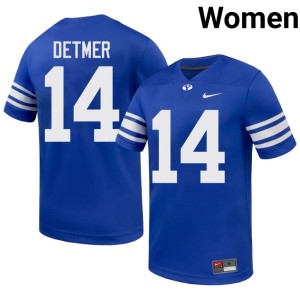 Ty Detmer #14 NCAA College Football Royal BYU Cougars Women Jerseys 606738-754