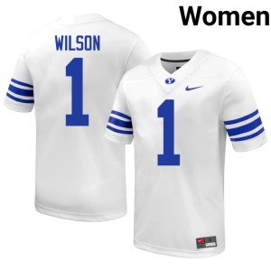 Zach Wilson Womens NCAA Brigham Young Cougars College Football White #1 Jersey 316546-349