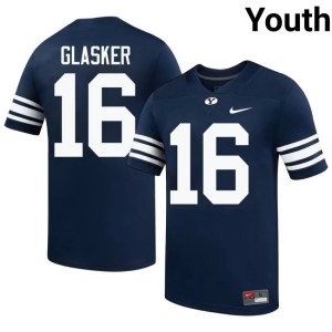 Isaiah Glasker Brigham Young Cougars #16 College Football Youth Official Navy Jersey 624626-577