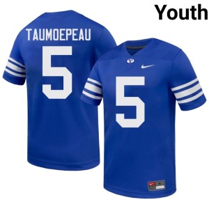 Nusi Taumoepeau #5 College Football Youth Brigham Young University Cougars Royal Embroidery Jersey 182613-948