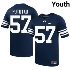 Talitu'i Pututau Navy College Football #57 Youth Embroidery Brigham Young Cougars Jerseys 854252-843