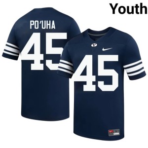 Viliami Po'uha BYU Cougars College Football #45 Navy Youth NCAA Jerseys 713035-720