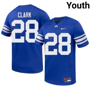 Crew Clark Player Brigham Young Cougars College Football #28 Youth Royal Jerseys 697897-326