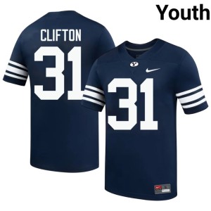 Jake Clifton #31 College Football Youth BYU Cougars NCAA Navy Jersey 571550-187