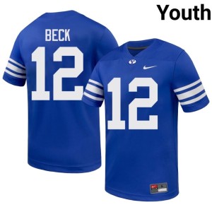 John Beck Stitched BYU Youth Royal #12 College Football Jerseys 387441-128