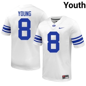 Steve Young Youth #8 College Football Alumni White Brigham Young Cougars Jerseys 989182-569