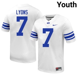 Walker Lyons White #7 NCAA BYU Cougars College Football Youth Jerseys 250343-503