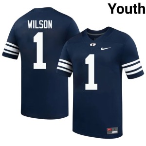 Zach Wilson #1 2026 BYU Navy Youth College Football Jersey 146157-922
